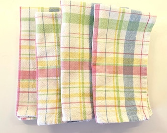 Embroided bright table napkin Black green yellow plaid napkin Embroidered table placemat