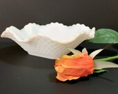 White Milk Glass - Square Candy Dish - Wedding Decor - Bridal Shower Decor - Milk Glass Bowl - Vintage Flower Vases - Milk Glass Candy Dish