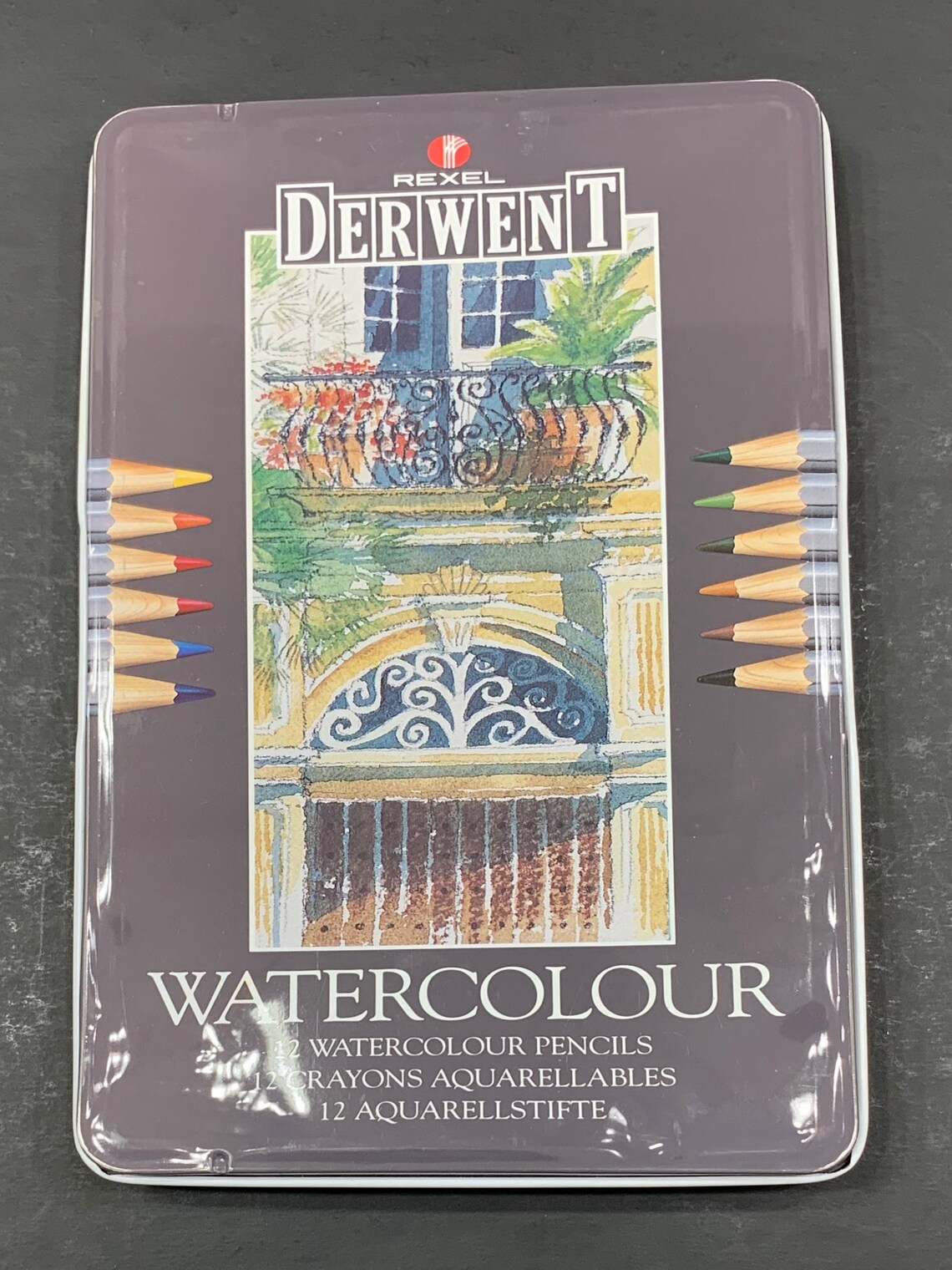 Watercolor Pencils Set of 12 Derwent Pencils Round Brush Etsy