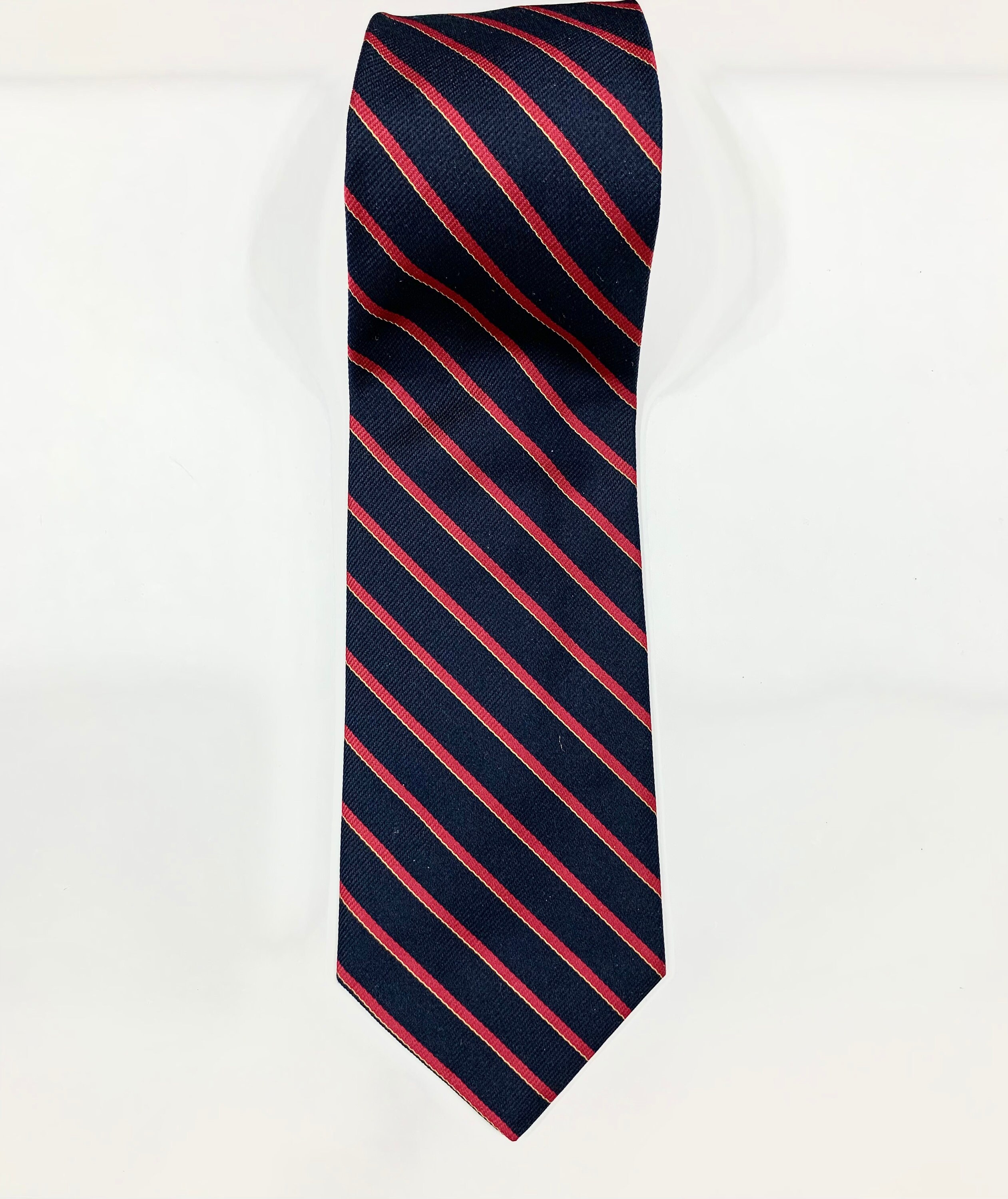 Brooks Brothers Black & Red Striped Silk Tie, Retro Men's Tie