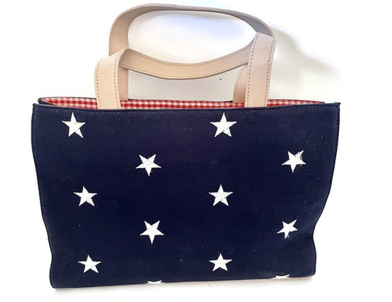 Blue Canvas With Fur Star Tote