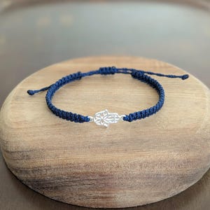 Custom Order for Susan - 15 Hamsa Hand Macrame Bracelets, Sterling Silver Charm, Dark Blue Cord Set