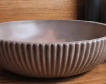 Hand-Poured Concrete Bowl | Ribbed Crystal Display Dish, Boho Home Decor
