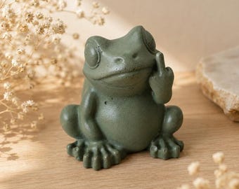 Handmade Concrete Frog Figurine | Whimsical Shelf Decor, Small Animal Accent