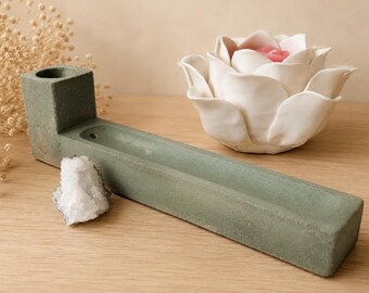 Handmade Concrete Incense Holder | Ash Catcher Tray, Meditation Altar Decor