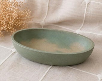 Oval Concrete Catchall Bowl | Handmade Modern Entryway Tray, Minimalist Accent