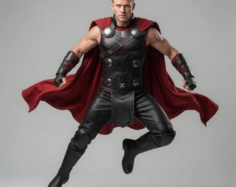 Thor Leder Rüstung Weste Cape Superhelden Kostüm Cosplay Outfit