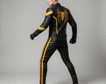 Spider Man Leder Jacke Hose Superhelden Kostüm Cosplay Outfit