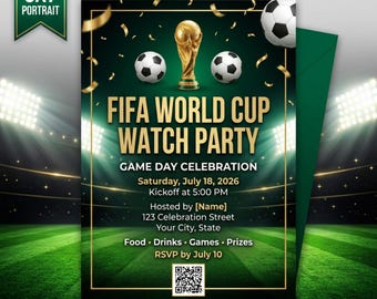 Interactive Editable FIFA World Cup 2026 Watch Party Invitation Template Soccer Viewing Party Invite Football Watch Party Canva Download