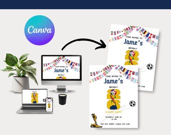Editable FIFA World Cup Watch Party Invitation Template, Soccer Invitation, Football Party, Canva Editable Digital Download, Theme Party