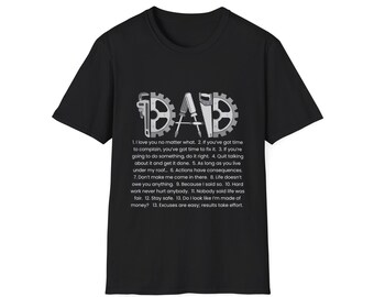 Funny Dad Rules Shirt Dad Life T-Shirt Father’s Day Gift Cool Dad Graphic Tee Gift for Him Mechanic Dad Shirt & Inspirational Dad Quote Tee