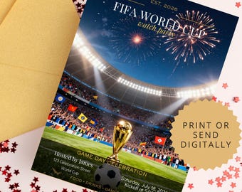 FIFA World Cup Watch Party Invitation Editable Soccer Viewing Party Invite Digital Download Football Watch Party Template Instant Download