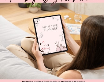 Editable Mom Digital Planner PLR Bundle Undated Hyperlinked Digital Planner for Moms, Canva Template, Resell Rights, Commercial Use Bundle