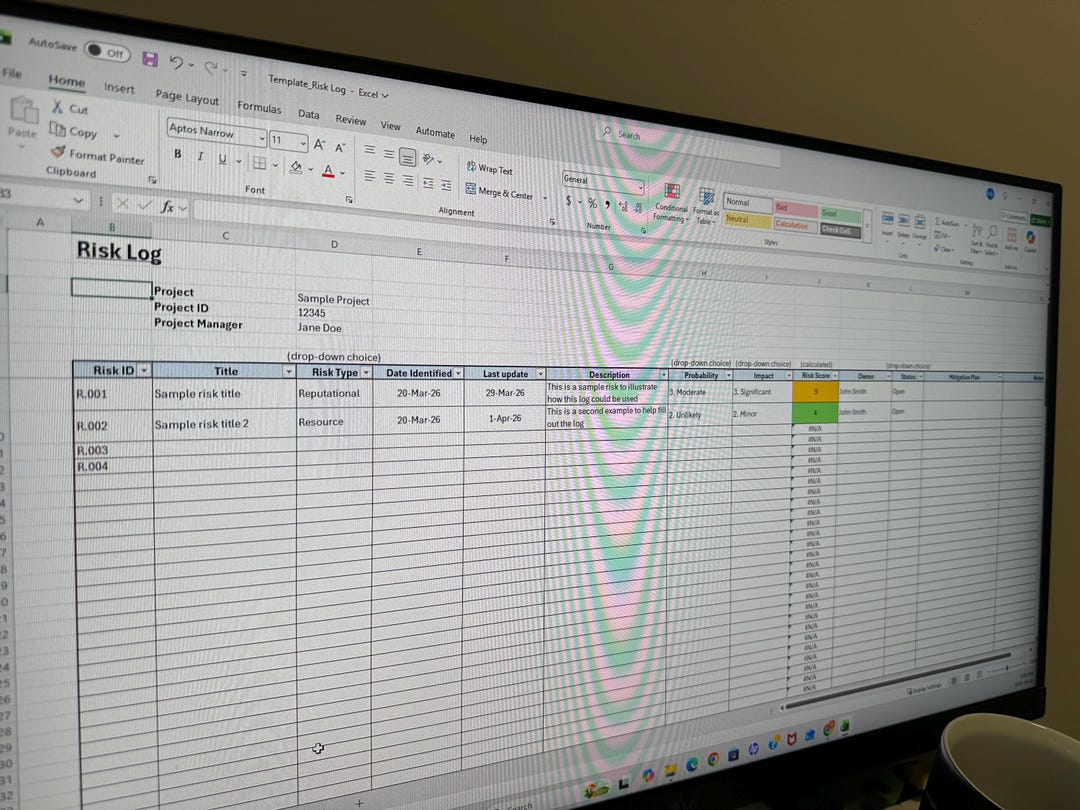 RISK Log / RISK Register; Excel Template - Etsy