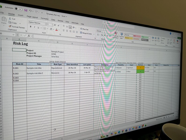 RISK Log / RISK Register; Excel Template - Etsy