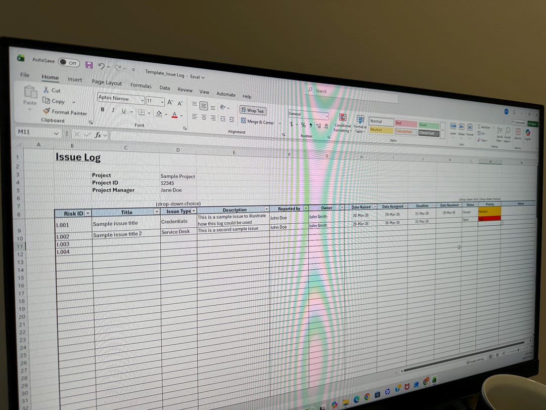 Issue Register Columns ISSUE Log / ISSUE Register; Excel Template - Etsy