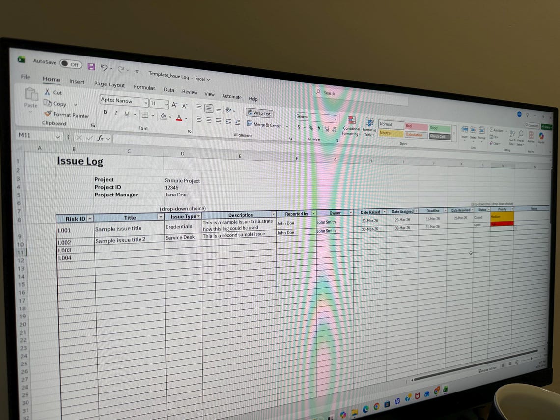 ISSUE Log / ISSUE Register; Excel Template - Etsy