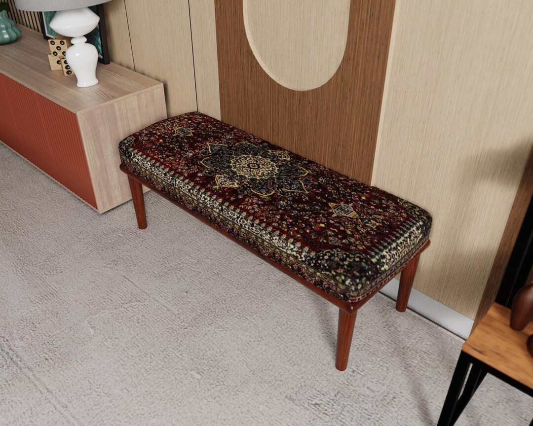 Statement Ottoman Bench – Bold Pattern Upholstered Bench, Artistic Home ...