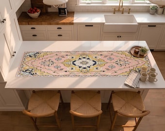 Pink Pattern Table Runner, Elegant Dining Table Decor, Modern Home Accent, Custom Size