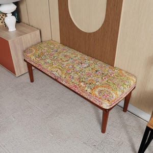 Vibrant Pattern Ottoman Bench – Upholstered Bench, Bold and Artistic Home Decor