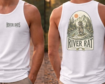 Camiseta sin mangas River Rat, Camiseta sin mangas para paddleboarding, Camiseta River Life, Camiseta sin mangas para kayak, Camiseta sin mangas divertida para actividades al aire libre, Camiseta de verano para el río, Camiseta sin mangas para acampar