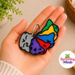 Katt Zoner för reglering Känslor Nyckelring SEN SEND Autism ADHD Visuellt hjälpmedel