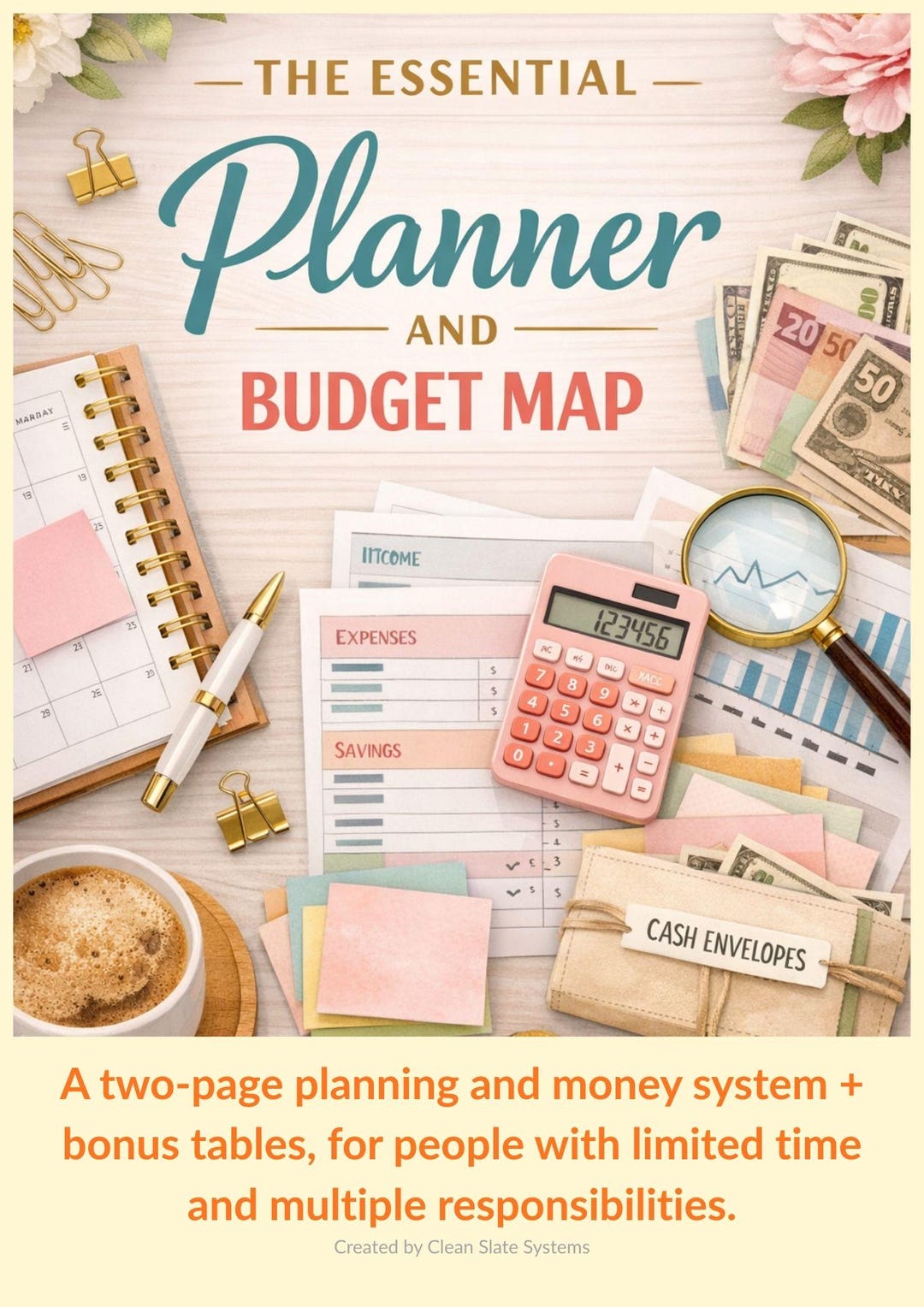 Essential Planner & Budget Map PDF Printable Planner Budget Worksheet ...