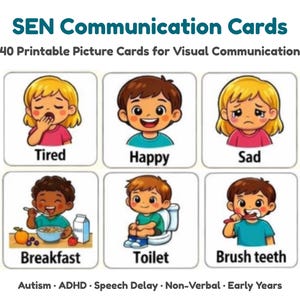 Communication Cards Printable | Autism Visual Aid | SEN Picture Cards | Speech Delay Support | Visual Schedule | ADHD | Kids Download