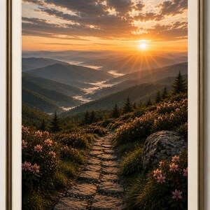 Kunstdruck „Waterrock Knob“, Wandbild „Blue Ridge Parkway“, Berglandschaft aus North Carolina, Dekoration für luxuriöse Hütten, Poster im Galerie-Stil
