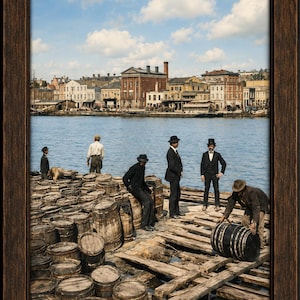 Historic Wilmington Waterfront Dockworkers North Carolina Harbor Wall Art