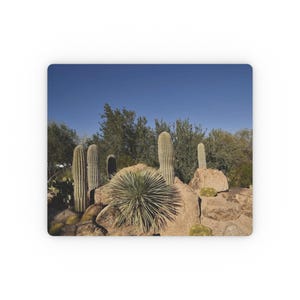 Alfombrilla de ratón rectangular con paisaje de cactus del desierto / Alfombrilla de escritorio con suculentas del suroeste