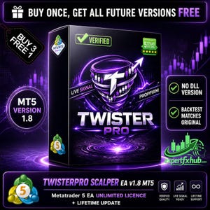 v1.8 TwisterPro Scalper Gold MT5 EA Expert Advisor onbeperkte licentie, gouden financiële handelsbot, Algorithmic Trading, ftmo-scalperen EA