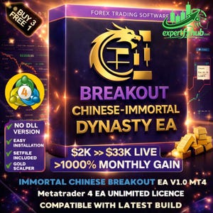 v1.0 Immortal Dynasty Metatrader MT4 EA Expert Advisor unlimited licence, gold financial trading bot, Algorithmic Trading, ftmo scalping EA