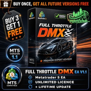 v1.1 Full Throttle DMX MT5 EA Expert Advisor unlimited licence, forex financial trading bot, Algorithmic Trading, ftmo scalping EA