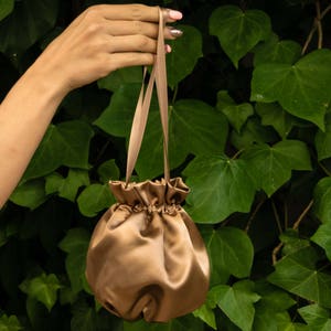 Elegant satin bag purse clutch wedding, party, night out ,special occasion, brown bronze chocolate beige