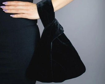 Japanese knot bag purse clutch black velvet wedding , party ,special occasion, simple and elegant bag ,  evening dress , black prom purse