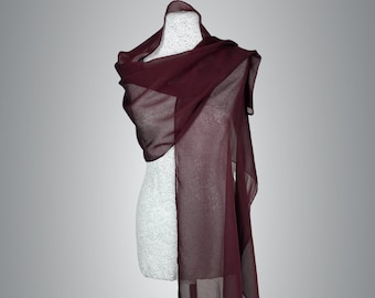 Mousseline de soie de luxe wrap châle boléro hiver mariage haussement d'épaules élégant 200 cm bordeaux vin rouge violet étole