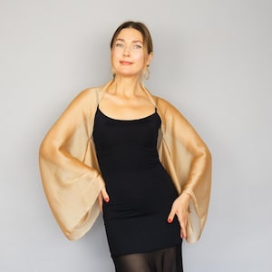 Golden wrap, gold shawl, golden bolero, beige wrap, bridesmaids, wedding shrug, golden mother of the bride, evening cape, plus size, prom