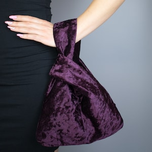 Pochette de sac à main noeud japonais en velours bordeaux Mariage, fête, occasion spéciale, sac simple et élégant, robe de soirée, sac à main vert