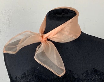 Neck scarf organza scarf neck tie women accessories peach cream pink square scarf other colors available on demand