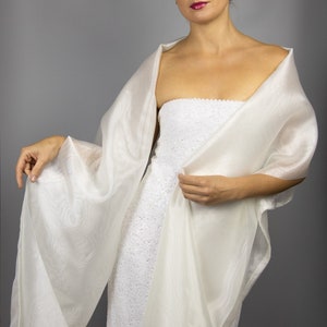 Large Double layered Organza wrap shawl,ivory shrug, wedding scarf, Ivory scarf ,bridal organza , minimalist style, bridesmaids wrap, prom