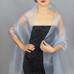 Light grey with light bluish hint Organza wrap, shawl, shrug, mother of the bride, wedding dress, comunion, prom dress