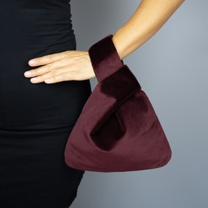 Japanische Knotentasche Clutch Burgund oder Marineblau, Schwarz, Elfenbein, Hochzeit, Party, besonderer Anlass, einfache und elegante Tasche