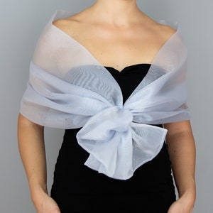 Light grey organza wrap grey pull through wrap light grey shawl bridesmaid shawl light grey organza scarf grey loop wrap woman organza shrug