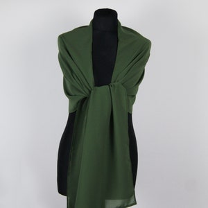 Luxury Green Khaki Battle green Moss Basil Chiffon wrap shawl bolero Winter wedding shrug elegant accessory 200 cm