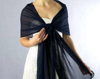 navy chiffon pashmina