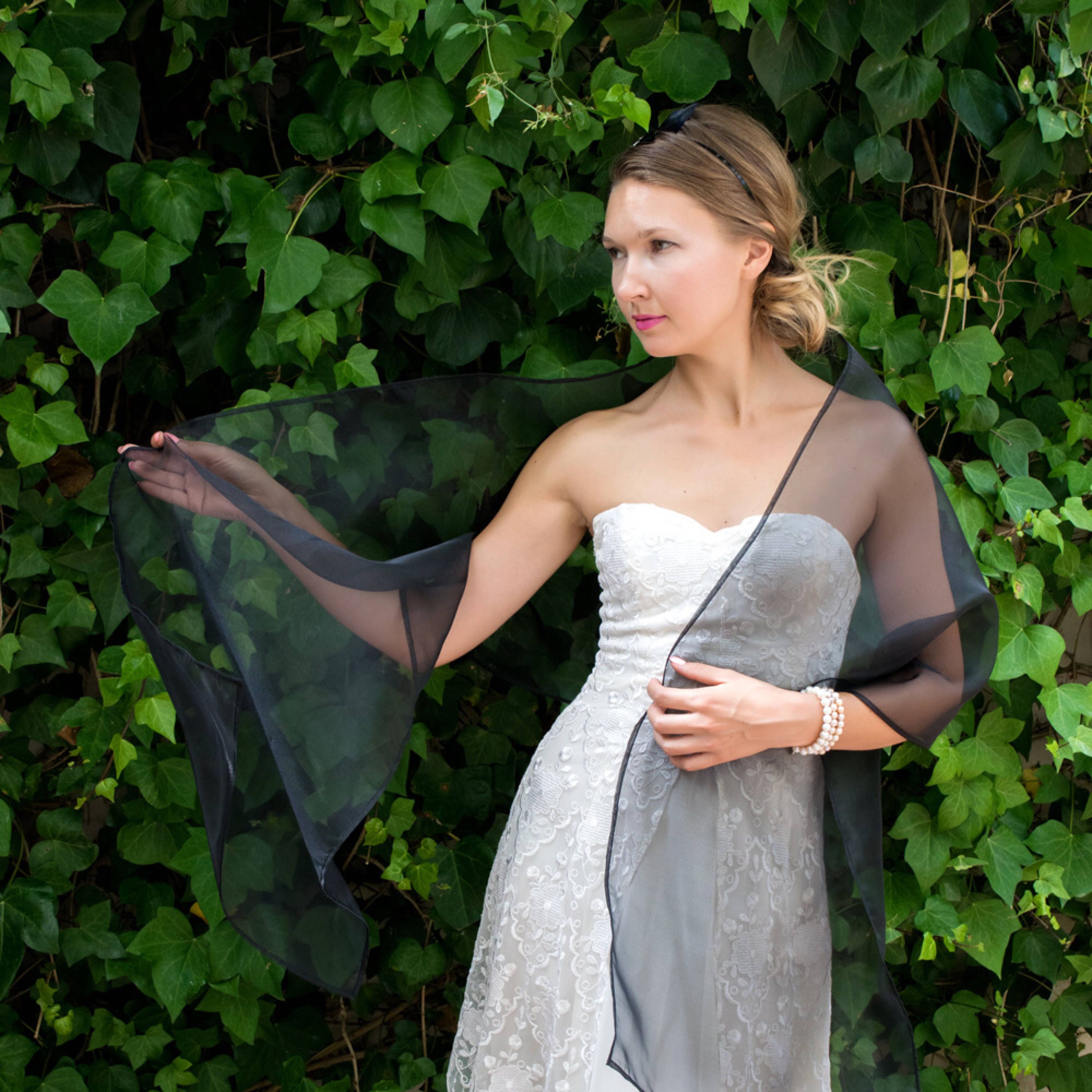 Black Organza Shawl Wrap Shrug Wedding Dress 200 X 45 Cm - Etsy Ireland