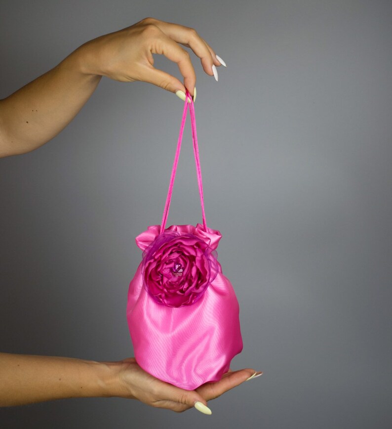 Shawl and Bag / Matching Set / Satin Bag Fuchsia Hot Pink Bag Etsy