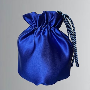Elegante borsa da polso, borsa da sposa in raso blu royal, borsa da comunione in raso, festa, borsa da sera blu, pochette, borsa da donna
