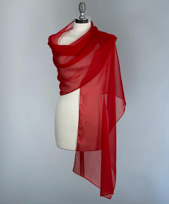 Morbido Scialle In Organza Rossa, Sciarpa, Stola, Involucro, Matrimonio - Foto 10